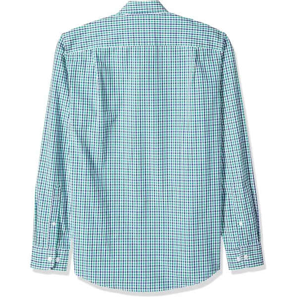 Amazon Essentials Mens SlimFit LongSleeve Poplin ShirtBlue Green Gingham