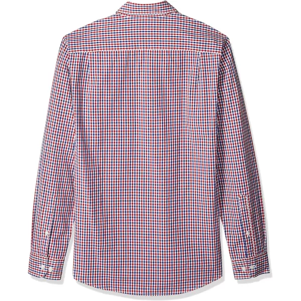 Amazon Essentials Mens SlimFit LongSleeve Poplin ShirtBlue Red Gingham