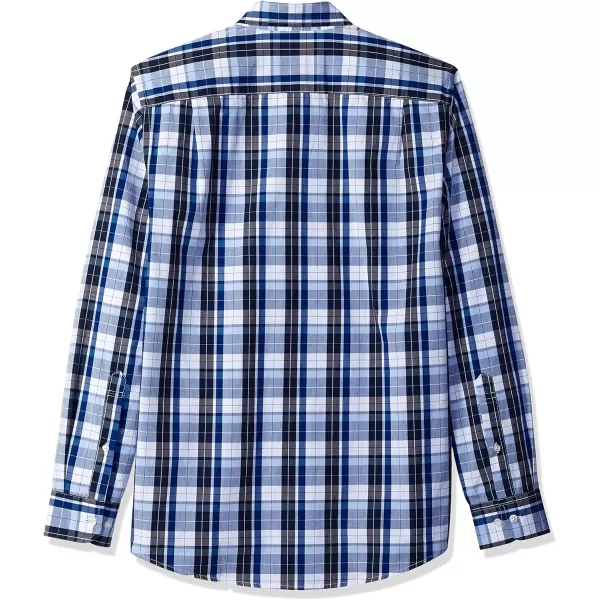 Amazon Essentials Mens SlimFit LongSleeve Poplin ShirtBlueWhite Plaid