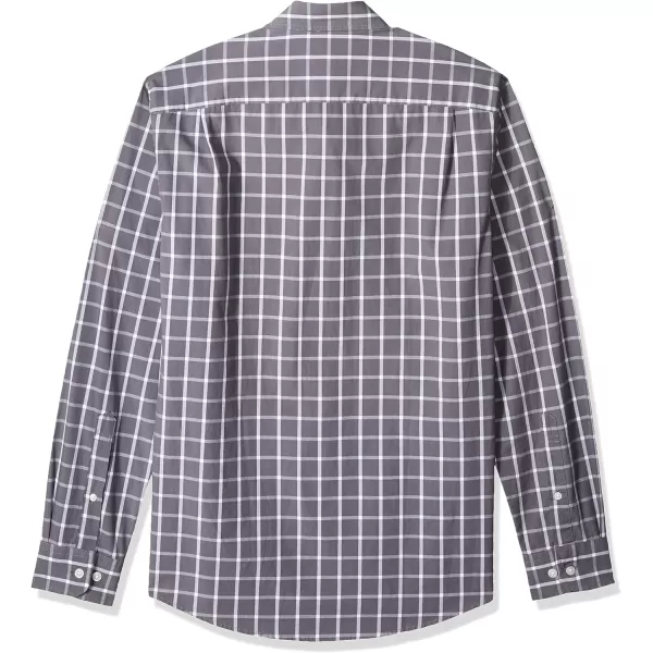 Amazon Essentials Mens SlimFit LongSleeve Poplin ShirtGrey Windowpane