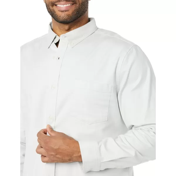 Amazon Essentials Mens SlimFit LongSleeve Stretch Oxford Shirt with PocketLight Grey