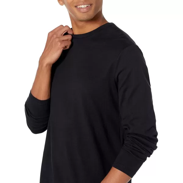 Amazon Essentials Mens SlimFit LongSleeve TShirtBlack No Pocket