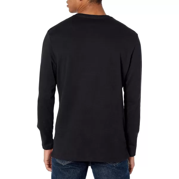 Amazon Essentials Mens SlimFit LongSleeve TShirtBlack No Pocket