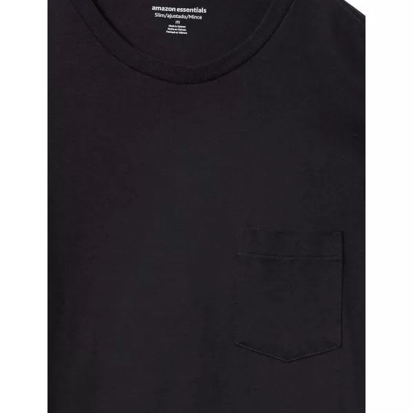 Amazon Essentials Mens SlimFit LongSleeve TShirtBlack Pocket