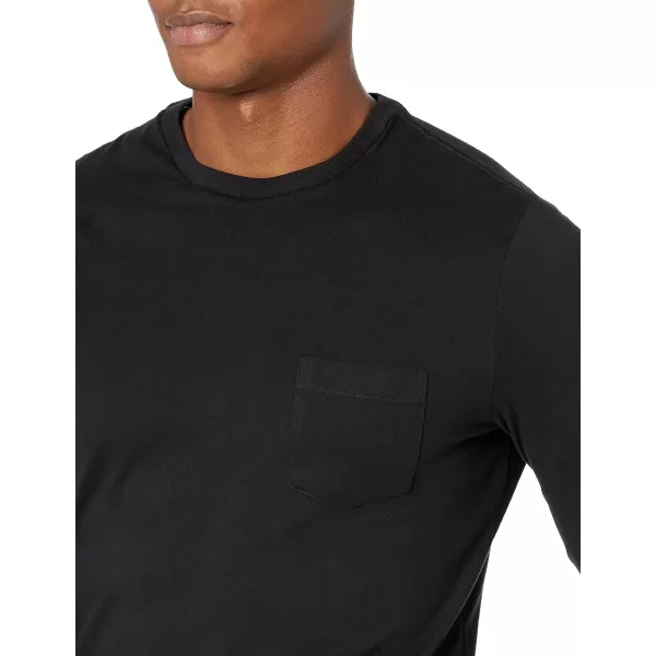 Amazon Essentials Mens SlimFit LongSleeve TShirtBlack Pocket