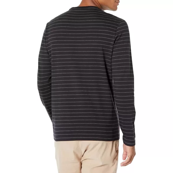 Amazon Essentials Mens SlimFit LongSleeve TShirtBlackCharcoal Heather Stripe Pocket