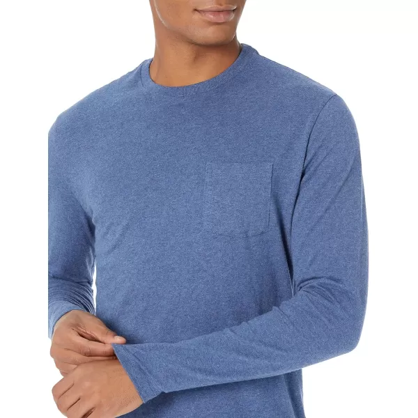 Amazon Essentials Mens SlimFit LongSleeve TShirtBlue Heather Pocket