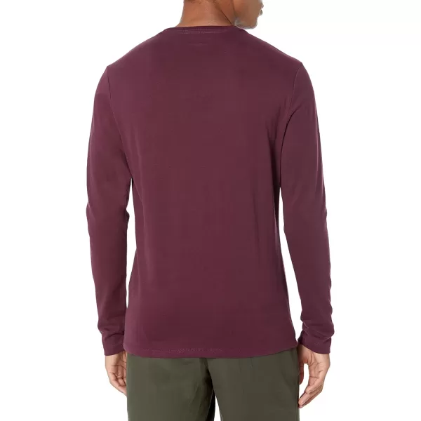 Amazon Essentials Mens SlimFit LongSleeve TShirtBurgundy Pocket