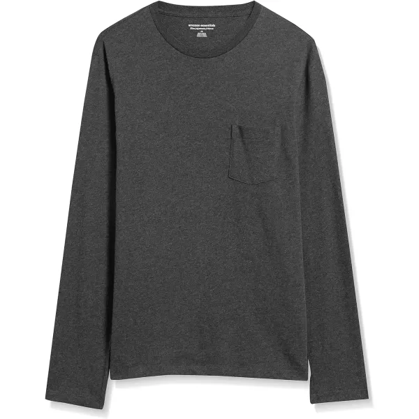 Amazon Essentials Mens SlimFit LongSleeve TShirtCharcoal Heather Pocket