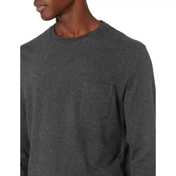 Amazon Essentials Mens SlimFit LongSleeve TShirtCharcoal Heather Pocket