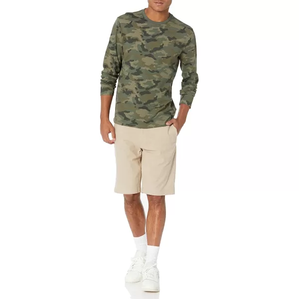 Amazon Essentials Mens SlimFit LongSleeve TShirtGreen Camo No Pocket