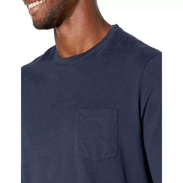 Amazon Essentials Mens SlimFit LongSleeve TShirtNavy Pocket