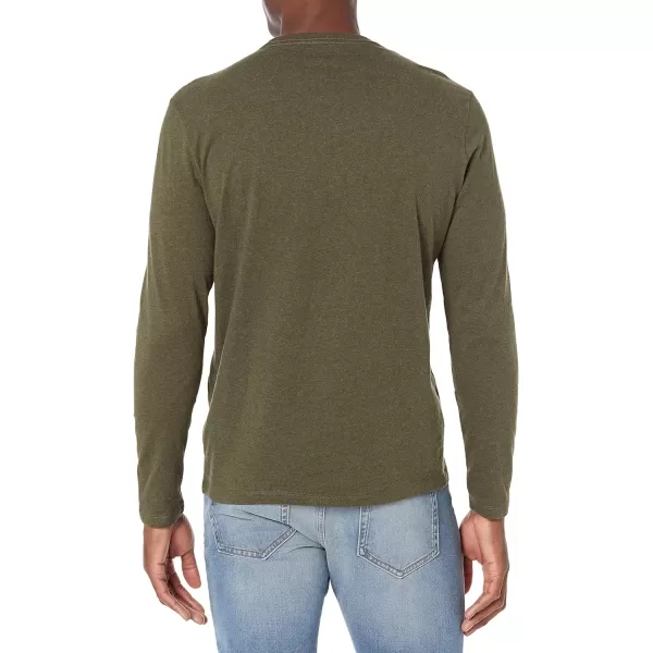 Amazon Essentials Mens SlimFit LongSleeve TShirtOlive Heather Pocket