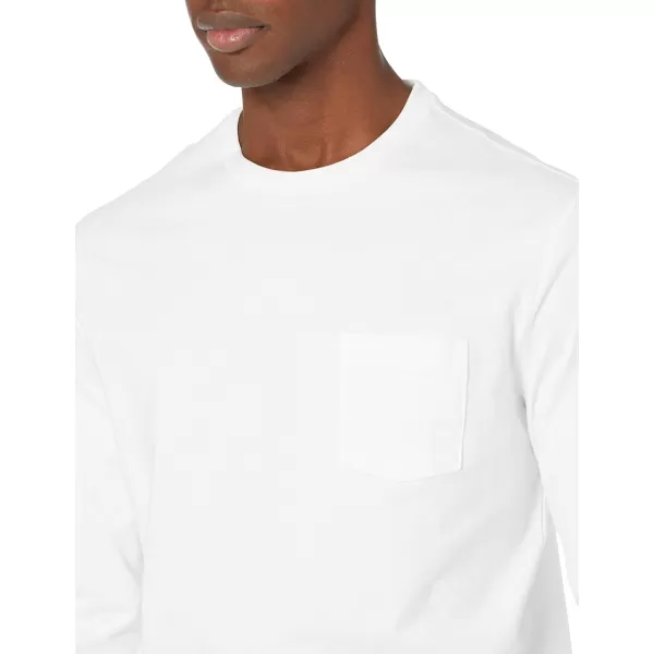 Amazon Essentials Mens SlimFit LongSleeve TShirtWhite Pocket