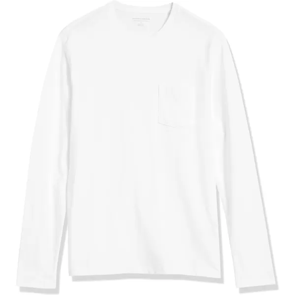 Amazon Essentials Mens SlimFit LongSleeve TShirtWhite Pocket