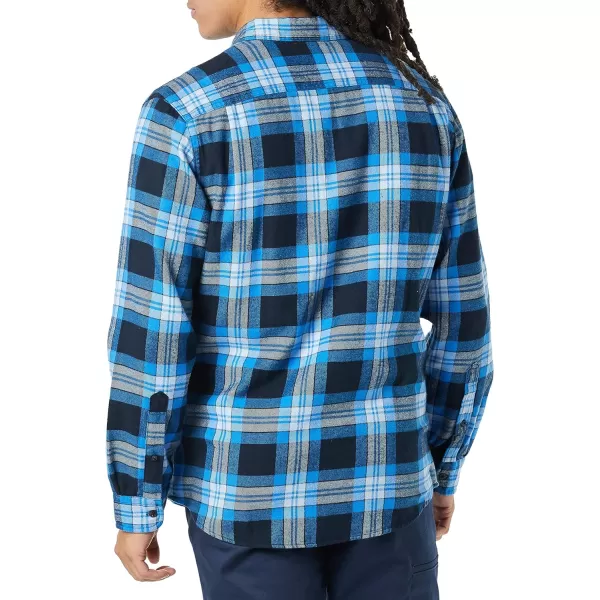 Amazon Essentials Mens SlimFit LongSleeve TwoPocket Flannel ShirtBlack Blue Grey Plaid