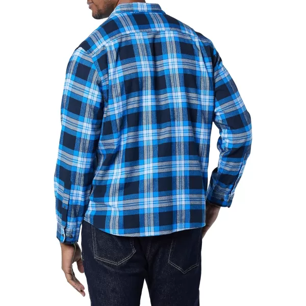 Amazon Essentials Mens SlimFit LongSleeve TwoPocket Flannel ShirtBlack Blue Grey Plaid