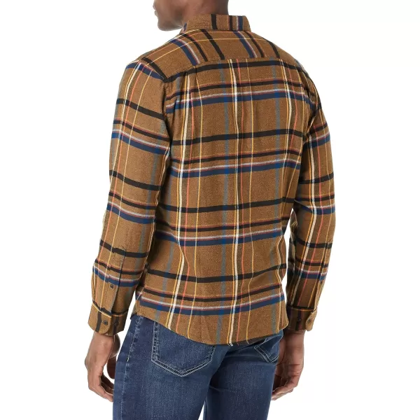 Amazon Essentials Mens SlimFit LongSleeve TwoPocket Flannel ShirtBlack Brown Plaid