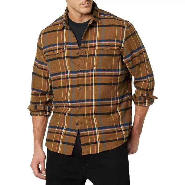 Amazon Essentials Mens SlimFit LongSleeve TwoPocket Flannel ShirtBlack Brown Plaid