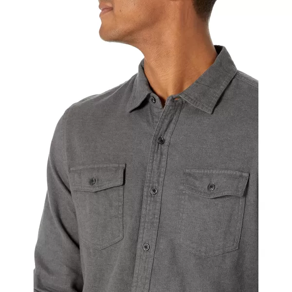 Amazon Essentials Mens SlimFit LongSleeve TwoPocket Flannel ShirtCharcoal Heather