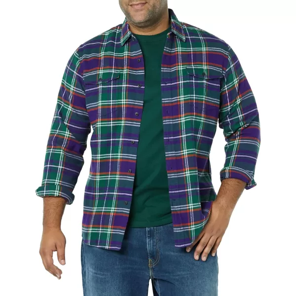 Amazon Essentials Mens SlimFit LongSleeve TwoPocket Flannel ShirtPurple Plaid