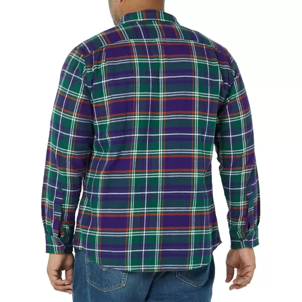 Amazon Essentials Mens SlimFit LongSleeve TwoPocket Flannel ShirtPurple Plaid