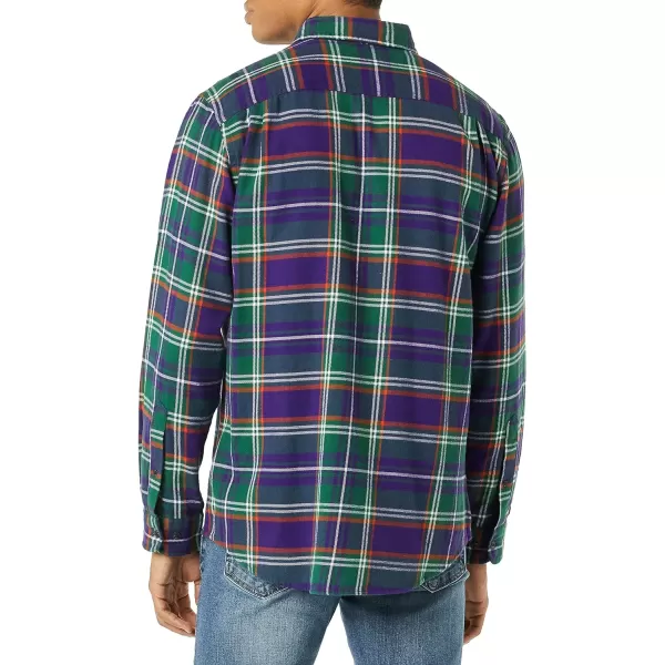 Amazon Essentials Mens SlimFit LongSleeve TwoPocket Flannel ShirtPurple Plaid