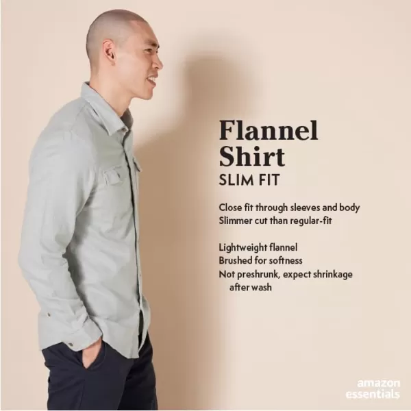 Amazon Essentials Mens SlimFit LongSleeve TwoPocket Flannel ShirtWashed Navy