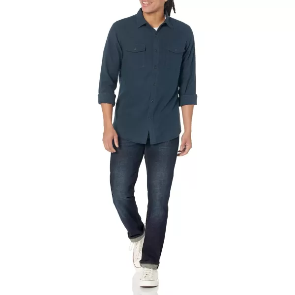 Amazon Essentials Mens SlimFit LongSleeve TwoPocket Flannel ShirtWashed Navy