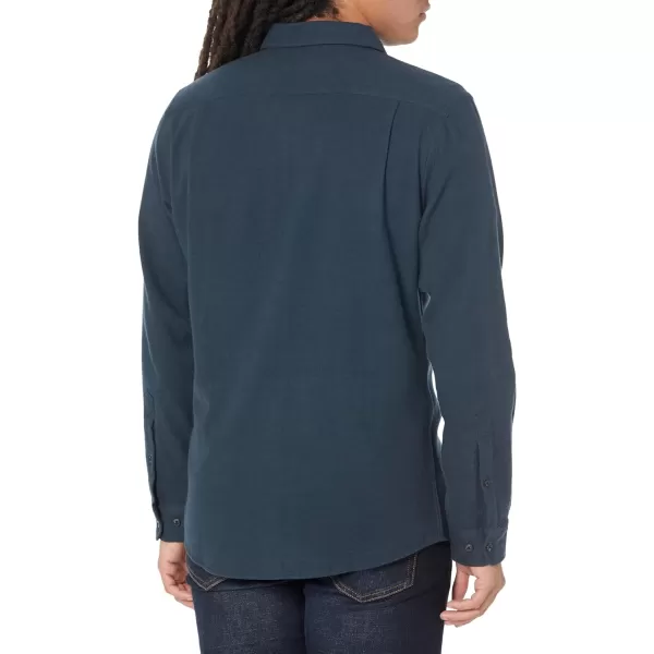 Amazon Essentials Mens SlimFit LongSleeve TwoPocket Flannel ShirtWashed Navy