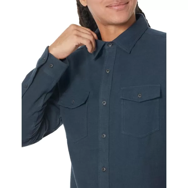 Amazon Essentials Mens SlimFit LongSleeve TwoPocket Flannel ShirtWashed Navy