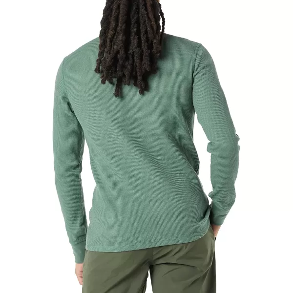 Amazon Essentials Mens SlimFit LongSleeve Waffle Henley ShirtGreen