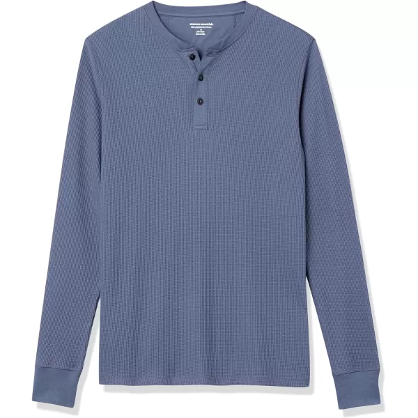 Amazon Essentials Mens SlimFit LongSleeve Waffle Henley ShirtIndigo