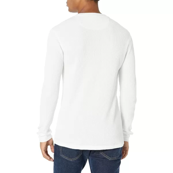 Amazon Essentials Mens SlimFit LongSleeve Waffle Henley ShirtWhite