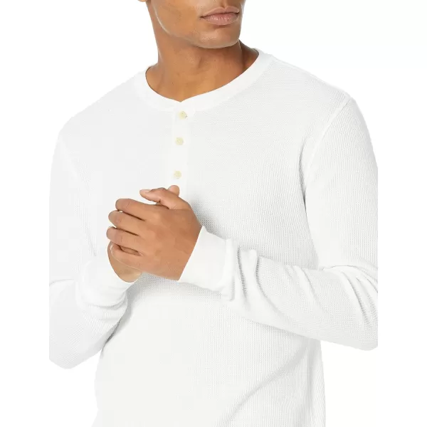 Amazon Essentials Mens SlimFit LongSleeve Waffle Henley ShirtWhite