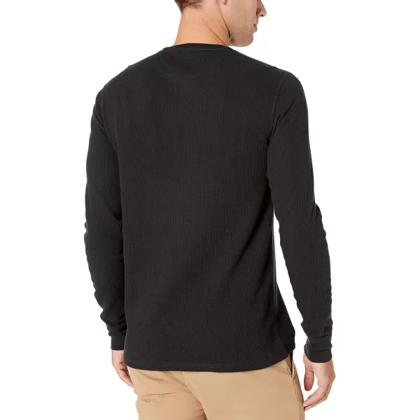 Amazon Essentials Mens SlimFit LongSleeve Waffle ShirtBlack