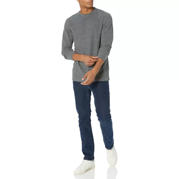 Amazon Essentials Mens SlimFit LongSleeve Waffle ShirtCharcoal