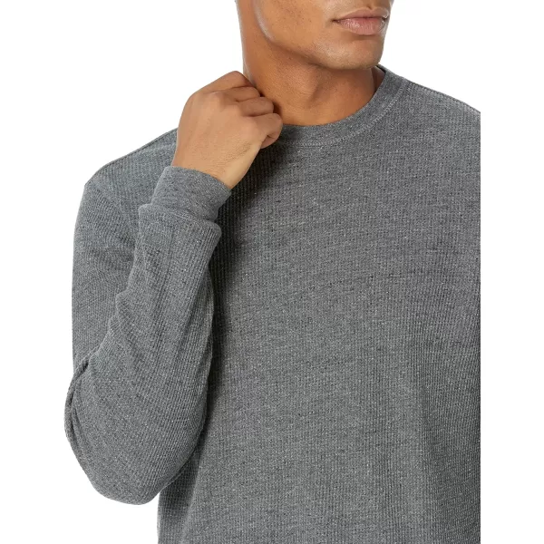 Amazon Essentials Mens SlimFit LongSleeve Waffle ShirtCharcoal