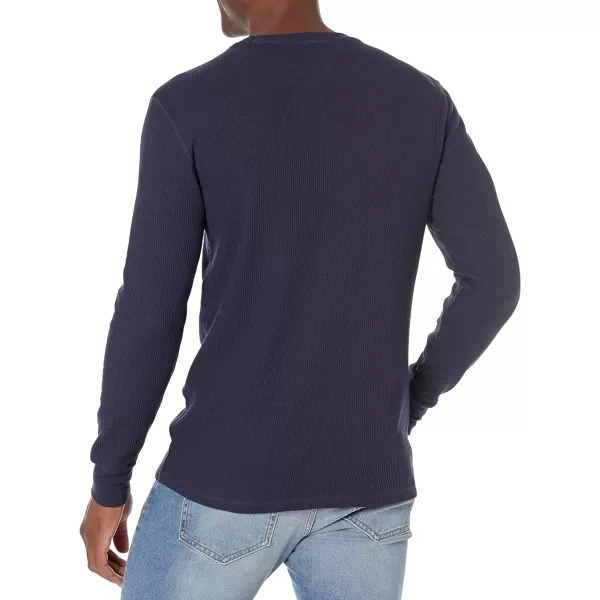 Amazon Essentials Mens SlimFit LongSleeve Waffle ShirtNavy