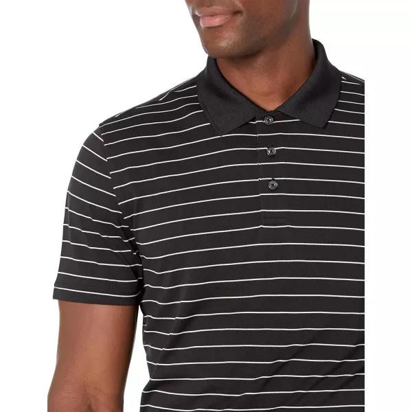 Amazon Essentials Mens SlimFit QuickDry Golf Polo ShirtPolyester Black Stripe