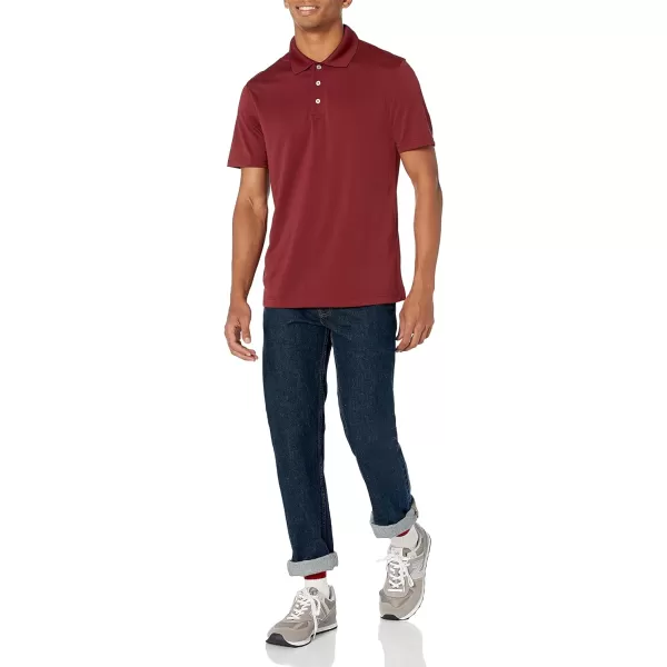 Amazon Essentials Mens SlimFit QuickDry Golf Polo ShirtPolyester Burgundy