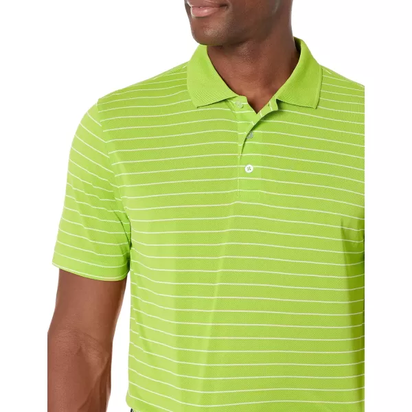 Amazon Essentials Mens SlimFit QuickDry Golf Polo ShirtPolyester Lime Green Stripe