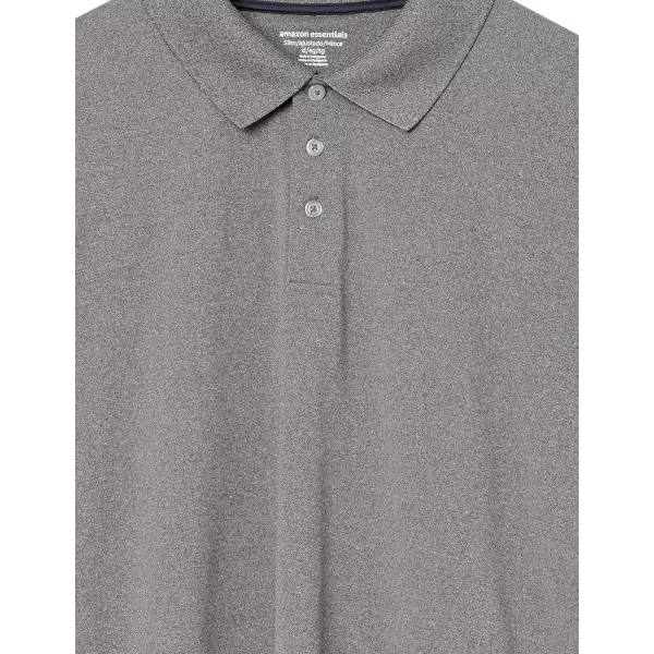 Amazon Essentials Mens SlimFit QuickDry Golf Polo ShirtPolyester Medium Grey Heather