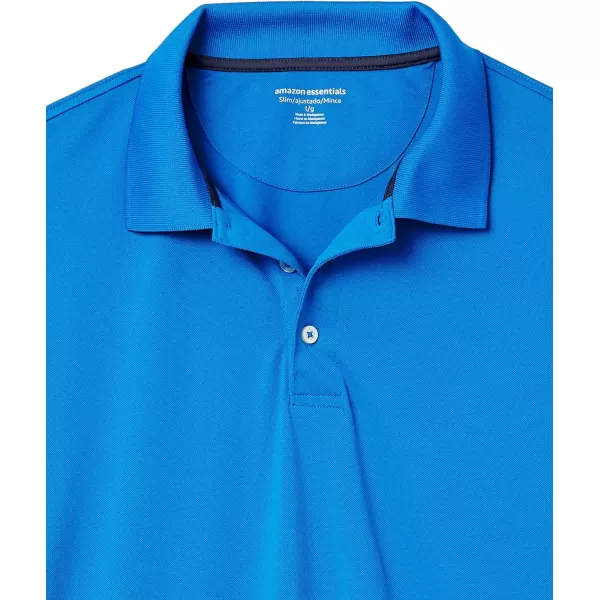 Amazon Essentials Mens SlimFit QuickDry Golf Polo ShirtPolyester Metallic Blue