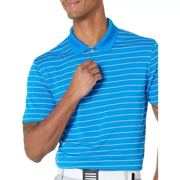 Amazon Essentials Mens SlimFit QuickDry Golf Polo ShirtPolyester Metallic Blue Stripe