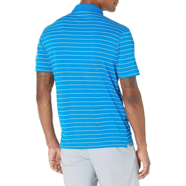 Amazon Essentials Mens SlimFit QuickDry Golf Polo ShirtPolyester Metallic Blue Stripe