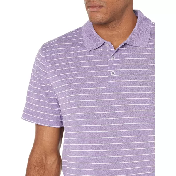 Amazon Essentials Mens SlimFit QuickDry Golf Polo ShirtPolyester Purple Stripe