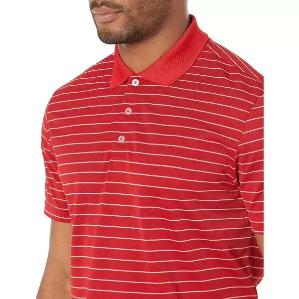 Amazon Essentials Mens SlimFit QuickDry Golf Polo ShirtPolyester Red Stripe