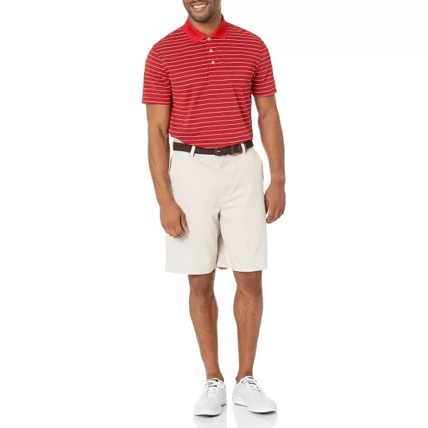 Amazon Essentials Mens SlimFit QuickDry Golf Polo ShirtPolyester Red Stripe