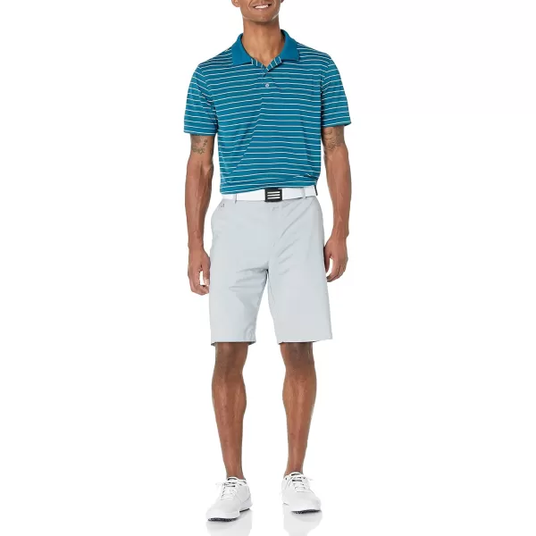 Amazon Essentials Mens SlimFit QuickDry Golf Polo ShirtPolyester Teal Blue Stripe